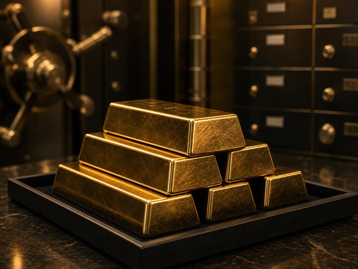 Gold bullion bars in a secure trading environment
