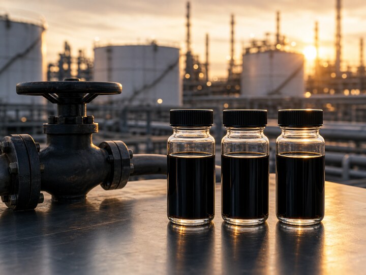 Crude oil sample bottles and refinery infrastructure