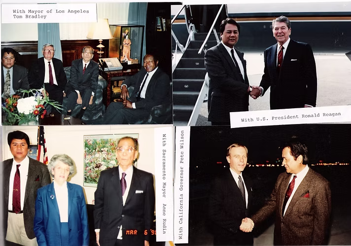 Photo with U.S. President Ronald Reagan, California Governor Pete Wilson, and Los Angeles Mayor Tom Bradley